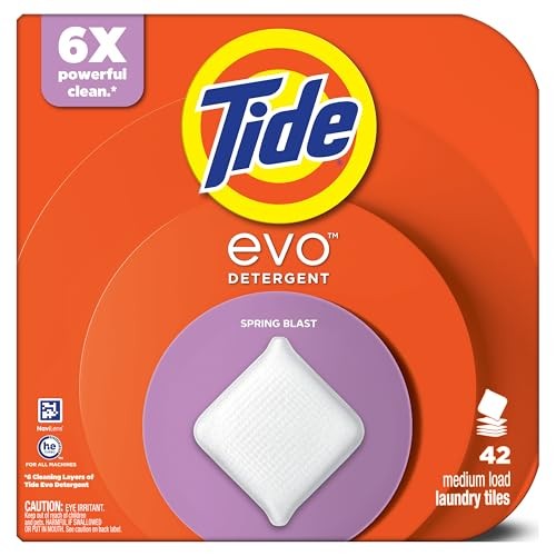 Tide Evo Laundry Detergent Tiles  100% Concentrated  6X Cleaning Power  Spring Blast Scent  42 Count thumbnail
