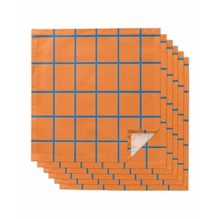 NqOlkjepod Orange Buffalo Check Cloth Napkins Set of 6 Reusable Dinner Napkins  Modern Blue Stripe Geometric Cocktail Napkin Washable Table Napkins fo