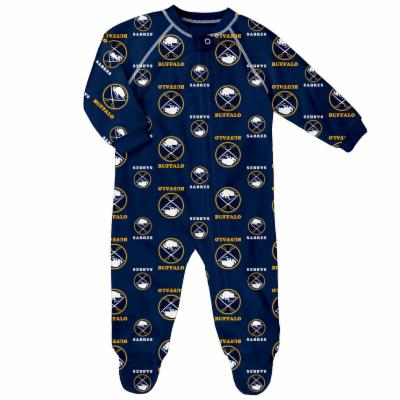 Newborn & Infant Navy Buffalo Sabres Team Print Raglan Sleeve Full-Zip Jumper Pajamas, Infant Unisex, Size: 6-9 Months, Blue