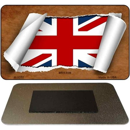 Britain Flag Scroll Novelty Metal Magnet M-9332 3.5  X 2  Magnet (M)