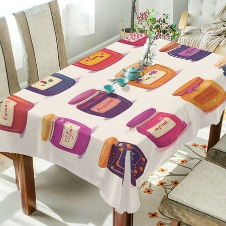 Yayeee Tablecloths 60  X 108  Rectangle Wrinkle Resistant Party Table Cover  Jam Jars