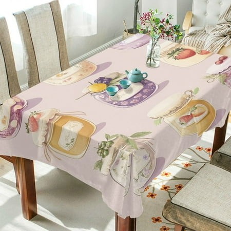 Yayeee Tablecloths 60  X 108  Rectangle Wrinkle Resistant Party Table Cover  Purple Jam Jars