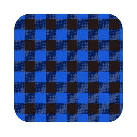 Honeii Buffalo Plaid Blue Black Print Leather Coaster Set of 6  Ideal for Safeguarding Your Furniture from Drinks Spills and Effortless Cleanup Square