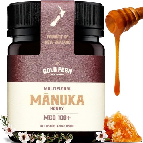 Gold Fern Honey - Raw New Zealand Manuka Honey | 8.8oz MGO 100+ | Pure, Natural, Unpasteurized, and Unfiltered Superfood Honey, Traceable from Hive to