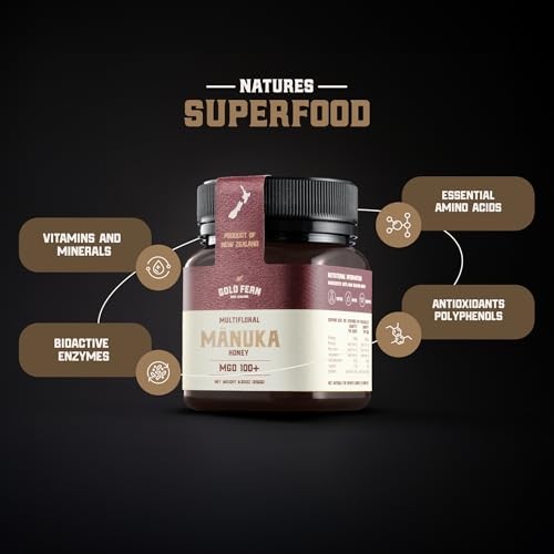 Gold Fern Honey - Raw New Zealand Manuka Honey | 8.8oz MGO 100+ | Pure, Natural, Unpasteurized, and Unfiltered Superfood Honey, Traceable from Hive to thumbnail