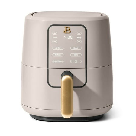 beautiful 3 qt air fryer with turbocrisp technology  evergood ceramic nonstick coating  porcini taupe by drew barrymore