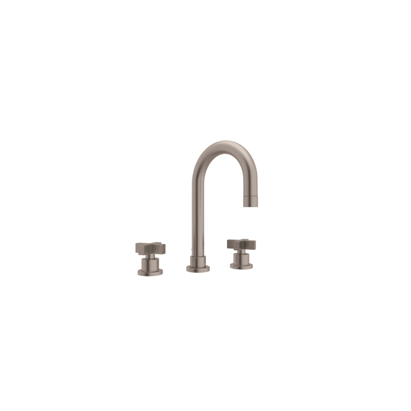 Rohl BA108X-2 Modern Widespread Bathroom Faucet with Metal Cross Handles and Pop Satin Nickel