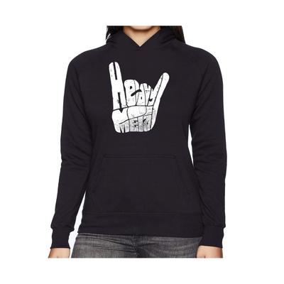 La Pop Art Women's Word Art Hooded Sweatshirt -Heavy Metal - Black