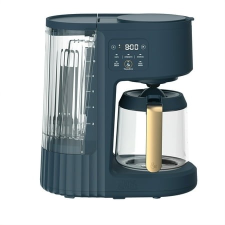 thyme & table 12-cup programmable drip coffee maker with 60oz water reservoir  4 brew modes  and warming plate  atlantic blue
