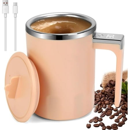 Self Stirring Coffee Mug with LED Display Temperature  13.5 Oz Rechargeable Milk Coffee Mixing Cup  Electric Automatic Cocoa Hot Chocolate Juice Mixer