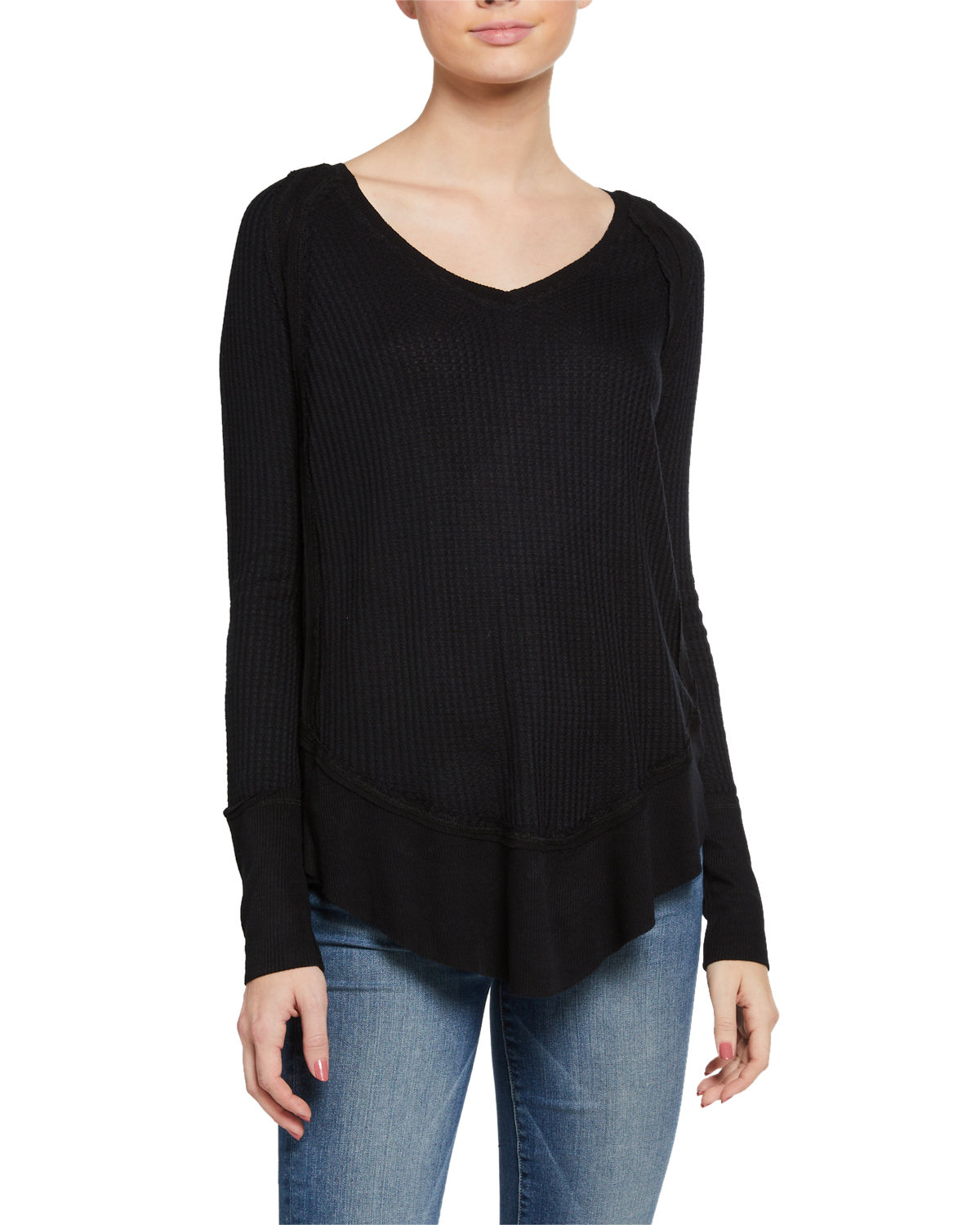 Devoted Women's Tunics 70176-LIGHT - Light Gray Waffle Knit Hi-Low Tunic - Women