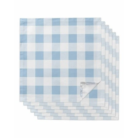 Blue Checkered Cloth Napkins Washable Set of 6  Blue White Buffalo Plaid Reusable Dinner Table Napkins Cloth Bulk for Weddings Kitchen Restaurants Hot
