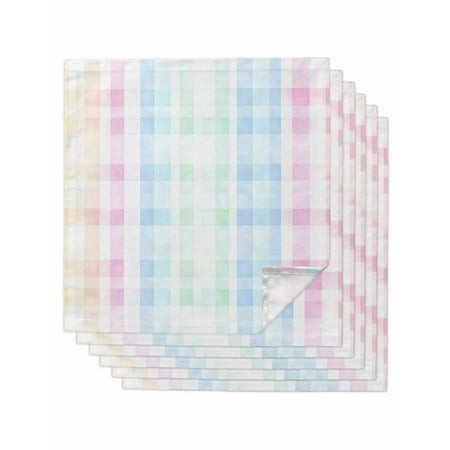 Blue Pink Plaid Cloth Napkins Washable Set of 6  Pastel Green White Buffalo Patchwork Reusable Dinner Table Napkins Cloth Bulk for Weddings Kitchen Re