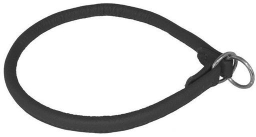Dogline L1324-1 24 L X 0.5 W in. Round Leather Choke Collar Black