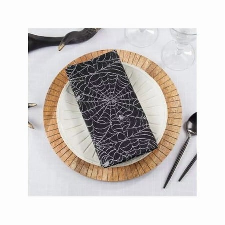 Saro Lifestyle 3943.BK20S 20 in. Recycled Jacquard Spider Web Napkin  Black - Set of 4