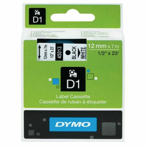 DYMO D1 45013 Black-on-White Tape, 0.5