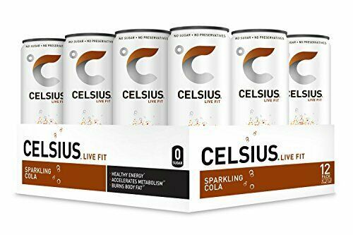 CELSIUS Sparkling Cola Fitness Drink, ZERO Sugar, 12oz. Slim Can, 12 Pack