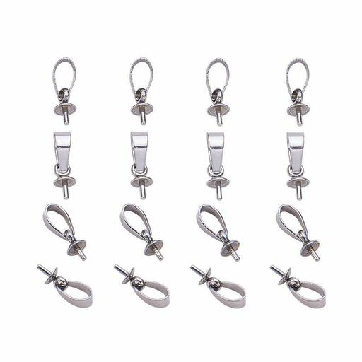 Pandahall Elite 10 Pcs 304 Stainless Steel Cup Pearl Screw Eye Pin Bail Peg Pend