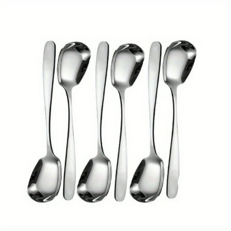 Stainless Steel Gelato Spoons Set of 6  Elegant 5.71-Inch Dessert Spoons  Premium Ice Cream and Parfait Utensils for Restaurants