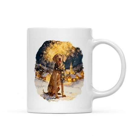Weimaraner Happy New Year 2026 with Fireworks on New Year S Eve Mug Weim Gray Ghost Dog Lover Coffee Tea Cup - 12022
