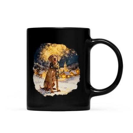 Weimaraner Happy New Year 2026 with Fireworks on New Year S Eve Mug Weim Gray Ghost Dog Lover Coffee Tea Cup - 12022