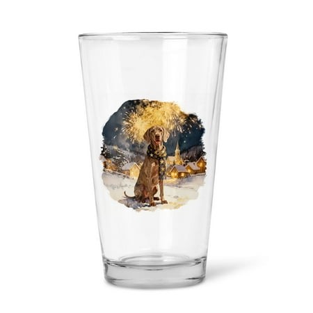 Weimaraner Happy New Year 2026 with Fireworks on New Year S Eve 16oz Pint Beer Glass Mug Weim Gray Ghost Dog Lover Beer Glasses Cup - 12022