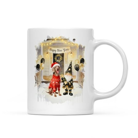 Happy New Year 2026 Weimaraner Santa Gnome Holiday Party Snow Mug Weim Gray Ghost Dog Lover Coffee Tea Cup - 13019