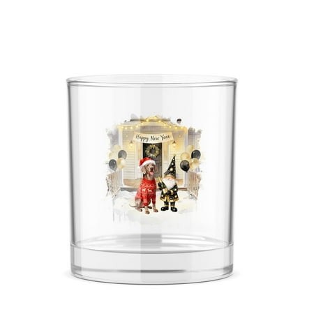 Happy New Year 2026 Weimaraner Santa Gnome Holiday Party Snow 11oz Whiskey Glass Mug Weim Gray Ghost Dog Lover Whiskey Cocktail Glasses Cup - 13019