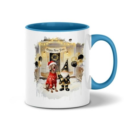 Happy New Year 2026 Weimaraner Santa Gnome Holiday Party Snow 11oz Accent Two-tone Mug Weim Gray Ghost Dog Lover Coffee Tea Cup - 13019