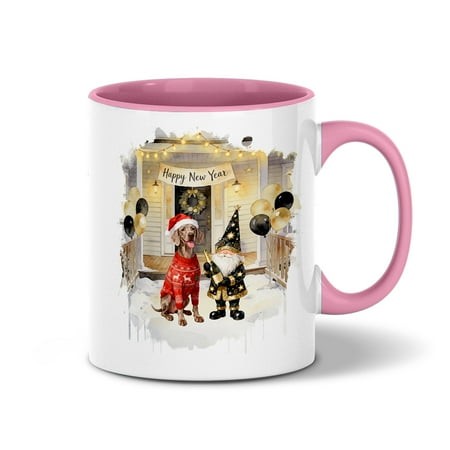Happy New Year 2026 Weimaraner Santa Gnome Holiday Party Snow 11oz Accent Two-tone Mug Weim Gray Ghost Dog Lover Coffee Tea Cup - 13019