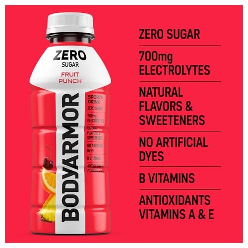BODYARMOR ZERO Sugar Fruit Punch Electrolyte Drink, Natural Flavors, 16 Fl Oz Bottles (6 Pack), B Vitamins & Antioxidants Sugar Free Hydration thumbnail