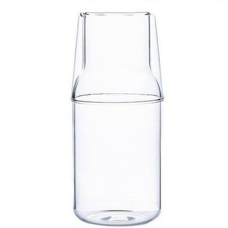 Water Carafe Set with Glass  Bedside Nightstand Tumbler & Pitcher Set  Heat Resistant Borosilicate Glass Mouthwash Bottle for Bathroom Kitchen Dorm Re