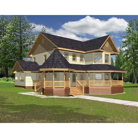001-2008: Victorian Traditional 3 Bed  3 Bath Luxury Home Plan  2312 Sq Ft: Full Blueprints with License to Build by Home Plan Marketplace - Lesuto