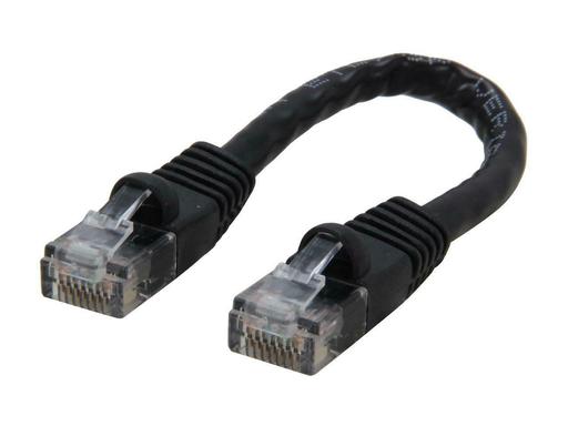 Coboc CY-CAT6-0.5-BK 0.5ft. (6in.) 24AWG Snagless Cat 6 Black Color 550MHz UTP E