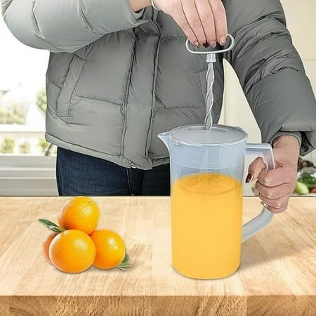 Fimeskey 1* Juice Press Food Storage Mixing Pitcher 68 Oz Juice for Fridge Plastic Pitcher with Lids Plunger ＆Handle Tea Pitcher Clear Pitcher Jug M