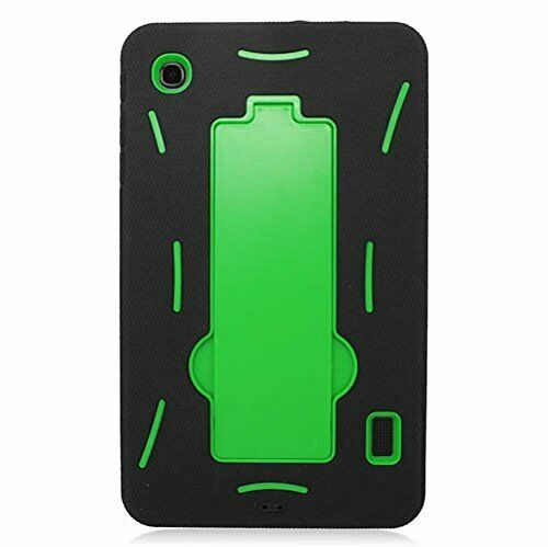 Alcatel OneTouch POP 7 SH Ruggged Armor Kickstand Case Cover Black Green