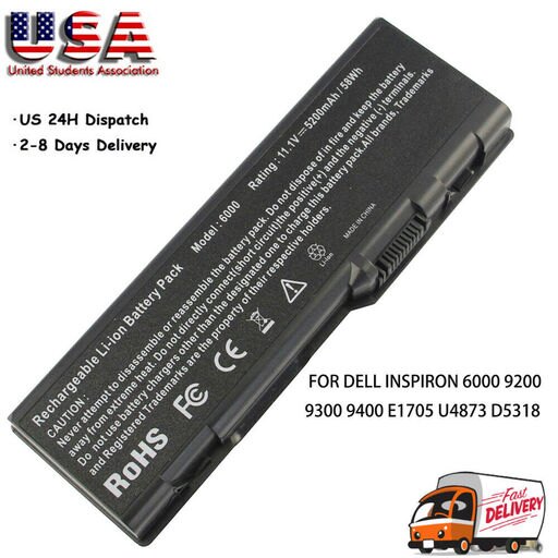 6Cell Laptop Battery for Dell Inspiron 6000 Inspiron 9200 9300 9400 E1505n E1705