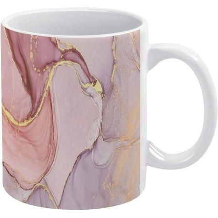 Mixing Acrylic Paints Pink Gold Marble Texture Modern Art White Ceramic Cup  11 Oz Tea Mug  Coffee Mug  Milk Mug  Juice Ceramic Cup for Home Offices C