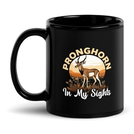 Black Glossy Mug  Pronghorn Hunter Animal Hunt Rifle Antelope Huntin   M-4804 (11 Oz)