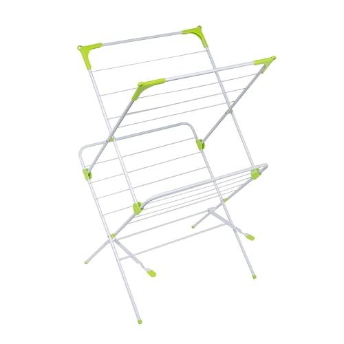 Orwell Double X Clothes Airer | Foldable Clothes Drying Rack | Clothes Horse with Height-Adjustable Wings | Free-Standing Laundry Dryer Rack | Indoor 