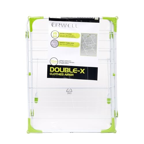 Orwell Double X Clothes Airer | Foldable Clothes Drying Rack | Clothes Horse with Height-Adjustable Wings | Free-Standing Laundry Dryer Rack | Indoor  thumbnail
