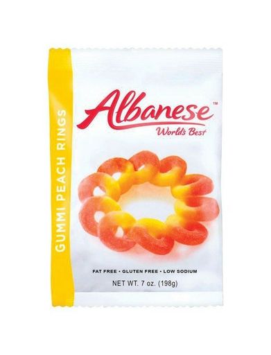 Albanese 9437237 7 Oz Rings Peach Gummi Candy - Pack of 12