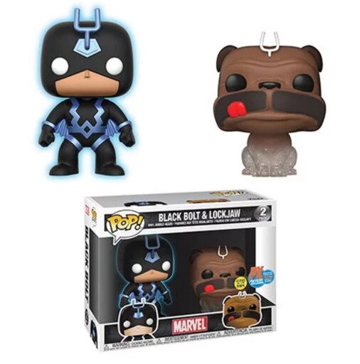 Marvel Inhumans Teleporting Lockjaw & Glow-in-the-Dark Black Bolt Pop! Vinyl Fig