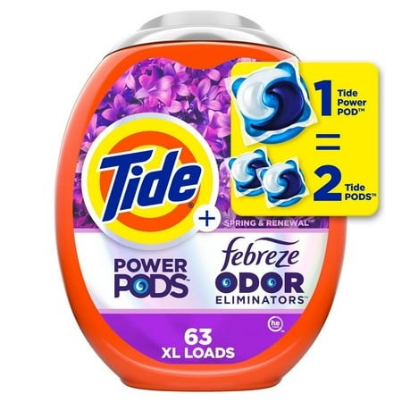 2X - Tide Spring and Renewal Power Pods HE Compatible Febreze Odor Eliminator Laundry Detergent - 98oz/63ct
