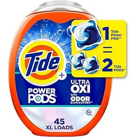 Tide Ultra OXI Power PODS with Odor Eliminators Laundry Detergent Pacs  for Visible and Invisible Dirt  45 Count  Tide PODS Laundry Detergent  Laundry
