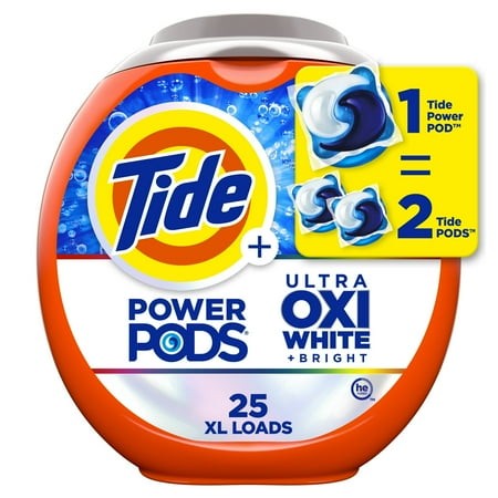 Tide Power PODS Plus UItra OXI White and Bright Laundry Detergent  25 Count (2 Packs)