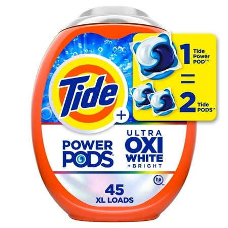 Tide Power Pods + Ultra Oxi White & Bright HE Laundry Detergent 45 Ct