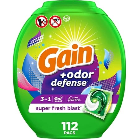 Flings Laundry Detergent Soap Pacs with Odor Defense  Super Fresh Scent  112 Count  3 in 1 Laundry Pods with Febreze and Oxi