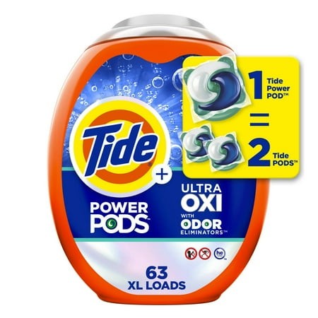 2X - Tide Power PODS Ultra Oxi HE Laundry Detergent Pacs 63 Ct