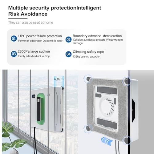 HENGCMM Window Cleaner Robot, Automatic Cleaning with Intelligent Path Planning, 2500Pa Suction Power, with Automatic Water Spray Window Washer Robot  thumbnail